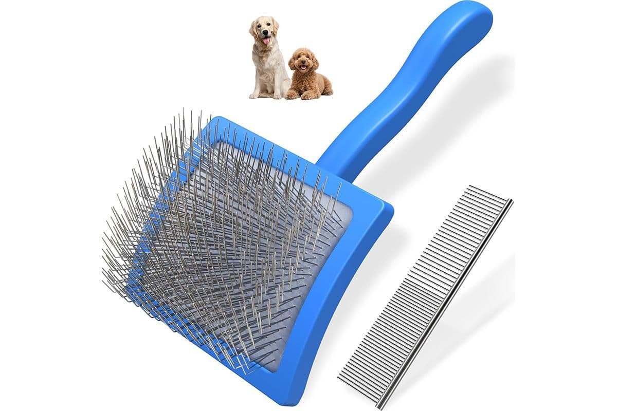 2Pcs Dog Slicker Brush & Comb Set for Grooming Detangling & Hair Removal-Blue, photo 1 of 4