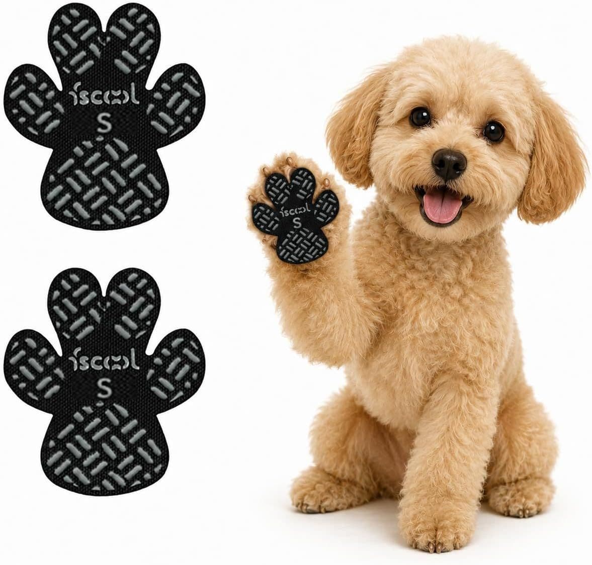 2 Sets 8 Pcs Dog Paw Pads Anti-Slip Traction Grips for Senior Dogs Puppies, Self-Adhesive Paw Protectors for Hardwood Floors Tiles, Breathable Pet Paw Stickers for Injured Dogs - Black, photo 1 of 10
