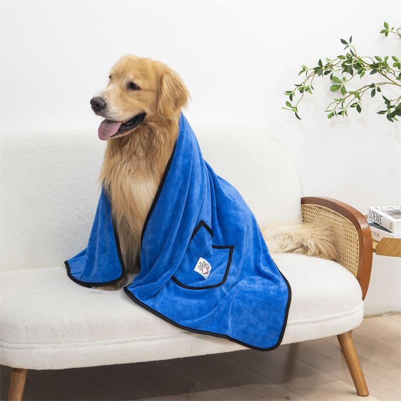 icrofibre Pet Bath Towel with Hand Pockets - Super Absorbent Quick Dry Dog and Cat Drying Towel, Soft Grooming Blanket for Bathing, Cleaning and Everyday Pet Care