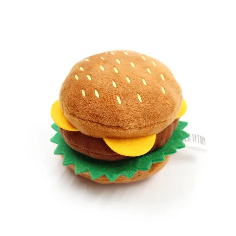 Hamburger Dog Squeaky Toy Plush Chew Toy for Small Medium Dogs, photo 1 of 3