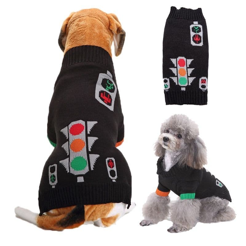 Dog Sweater Acrylic Knit Christmas European and American large lattice: Neck (cm): 38-44; Bust (cm): 50-58; Back length (cm): 36-40; Recommended pet weight (kg): 10.0 - Traffic light, photo 1 of 10
