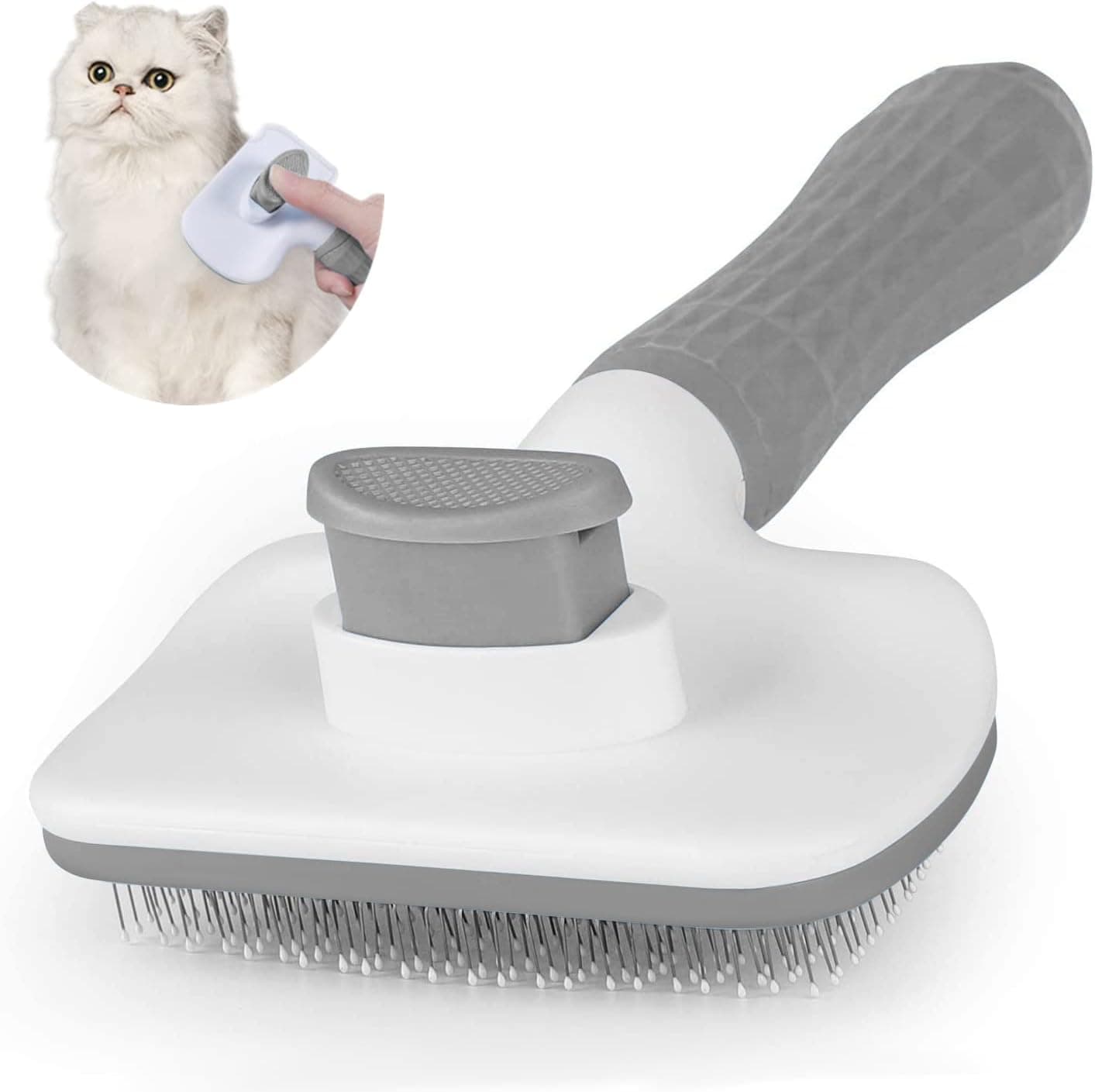 Cat Dog Brush for shedding,Pet Grooming Brush for Cats Dogs Massage,Shedding Brush for Short or Long Hair,Self Cleaning Slicker Brush,Easy to Removes Loose Undercoat, Tangled Hair (grey), photo 1 of 6