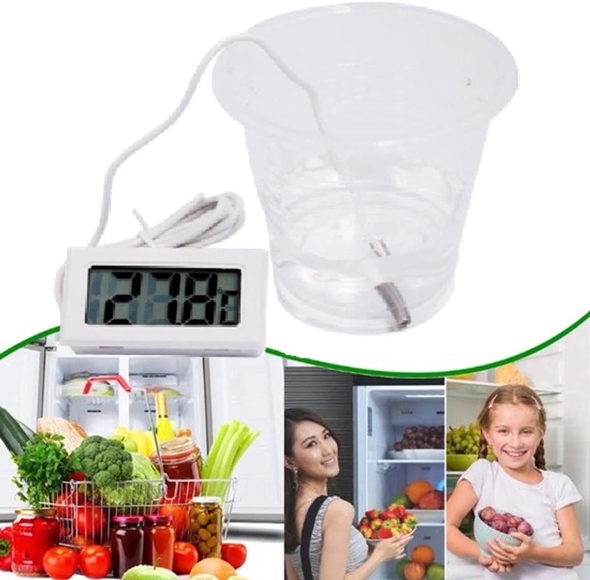 Refrigerator Thermometer | Aquarium Thermometer | Digital Freezer Thermometer | Deep Freezer Thermometer | White, photo 1 of 5