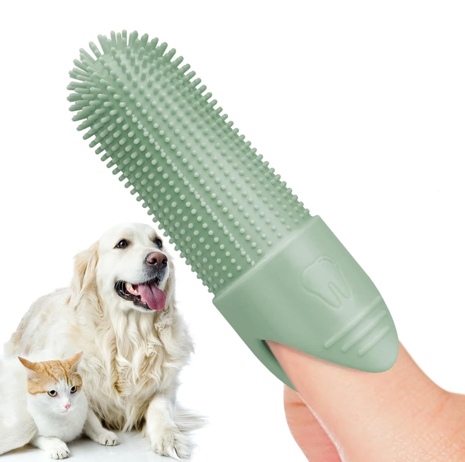 2Pack 360° Pet Dental Finger Brush for Dogs and Cats, Silicone Bristle Toothbrush, Plaque Removal Tool for All Breeds, Puppies, Kittens