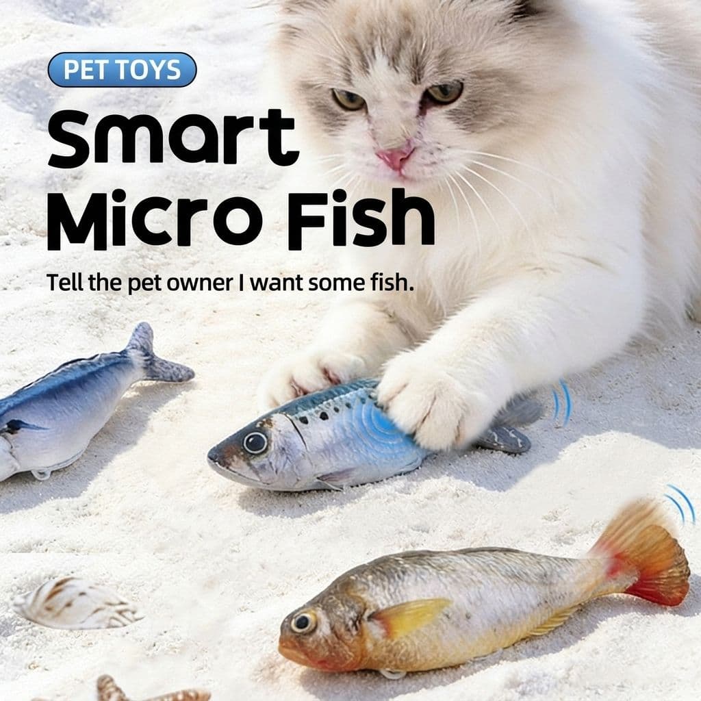 Interactive Electric Cat Toy Fish Set – 3 Realistic Mini Simulation Fish with Motion-Activated Wiggle, Built-in Catnip Compartment, and Silent Operation for Indoor Play, Bonding, and Solo Fun (MultiColor), photo 1 of 10