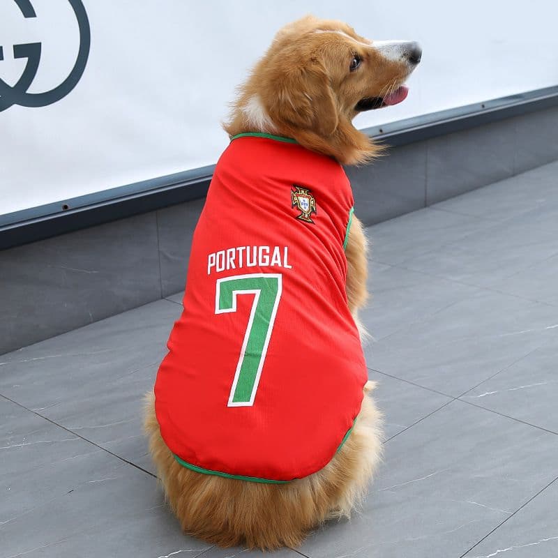 Pet Vest Dog Cat Soccer Jersey Polyester - Red No. 7 Portugal, photo 1 of 10