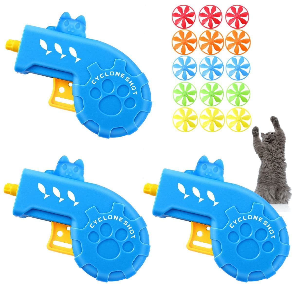 18 Pieces Interactive Cat Fetch Tracking Toys With 5 Colors Flying Propellers for Indoor Pet Kitty Training Chasing,Random color, photo 1 of 6