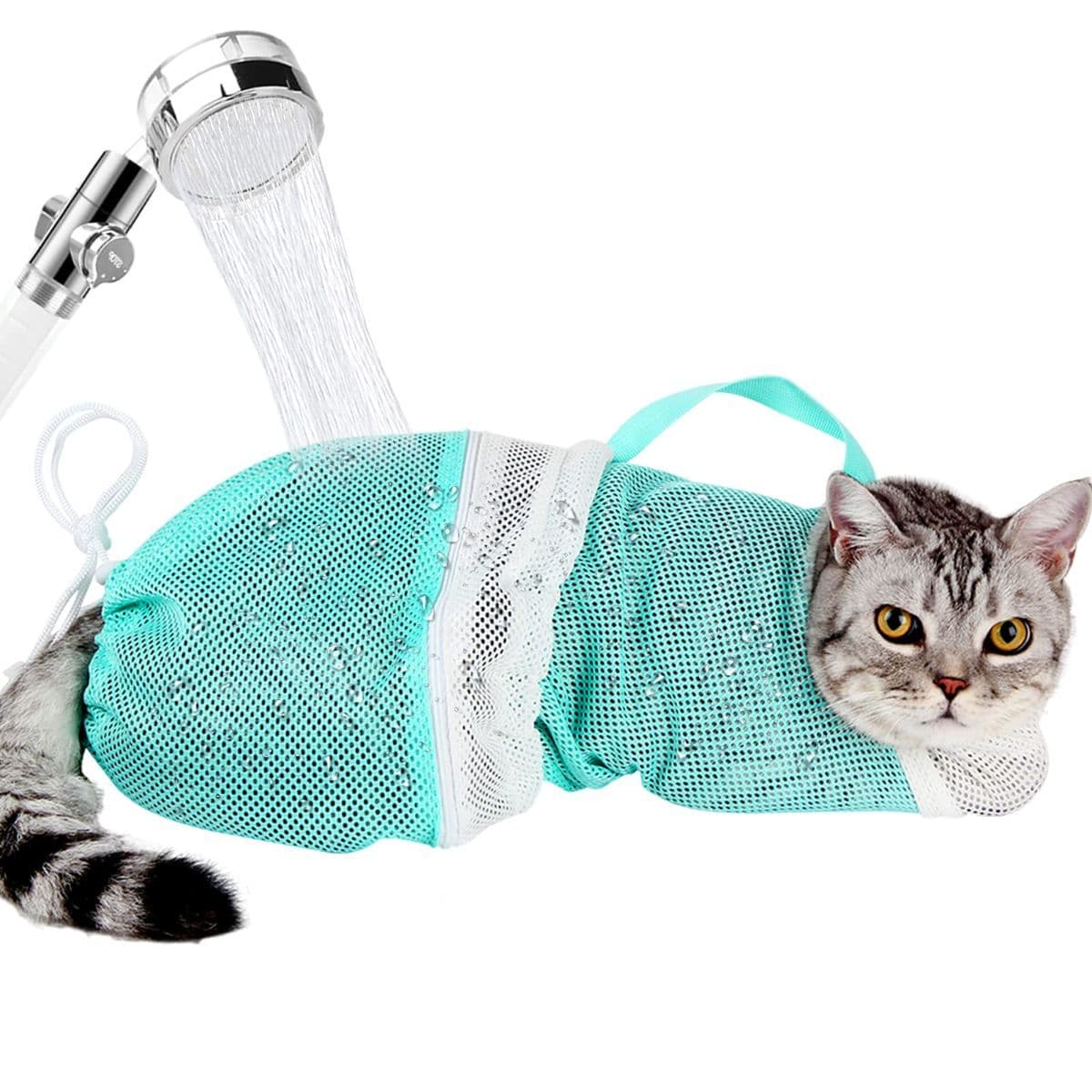Pcs Cat Bathing Bag - Adjustable Cat Washing Net Anti-bite & Anti-Scratch Cat Shower Restraint Bag, Breathable Mesh Cat Grooming Bag for Bath, Nail Trimming & Injection | Secure Restraint for Safer Grooming and Bathing, Reducing Stress and Helping Preve