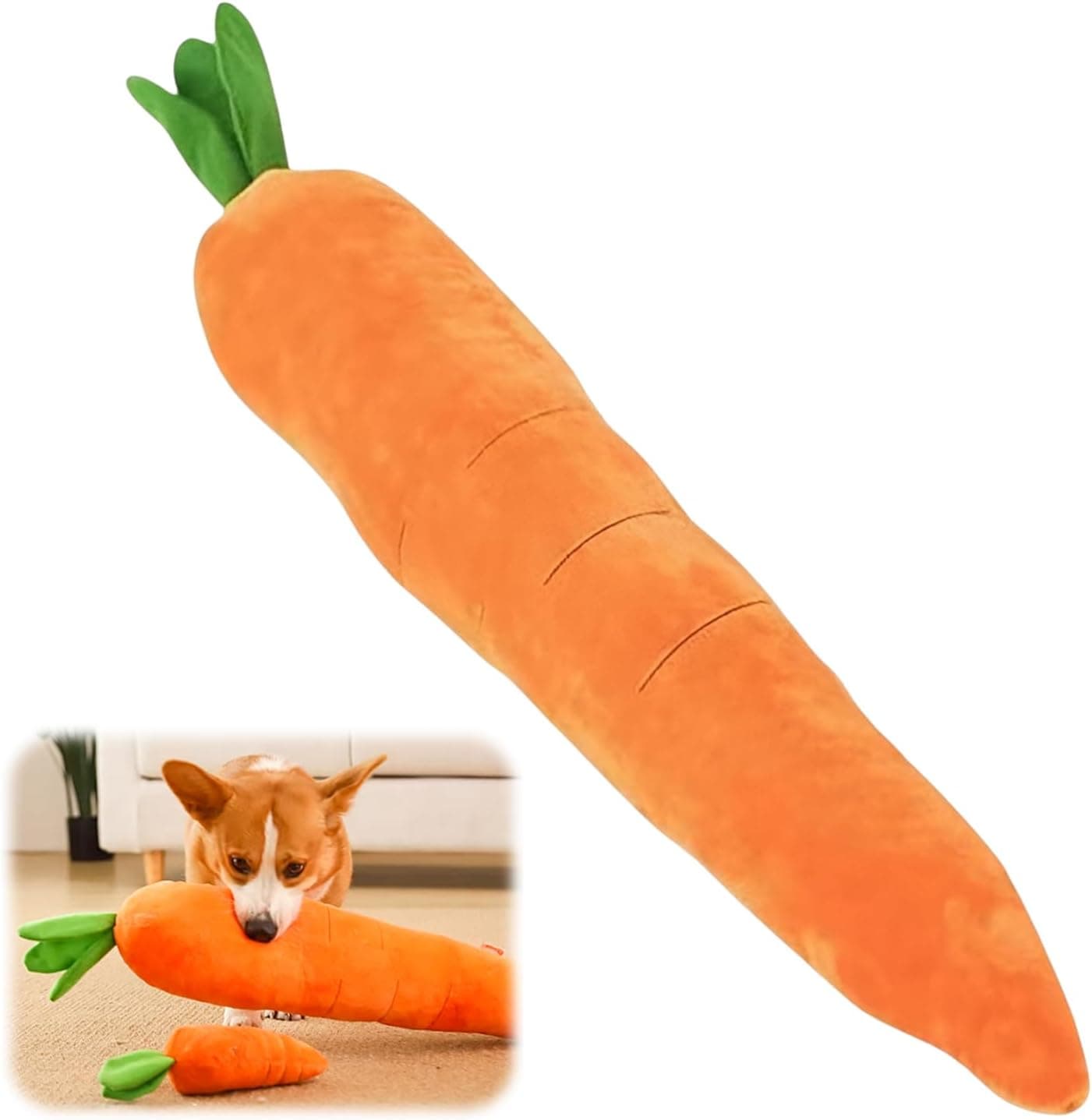 2026 New Dog Toys with Squeaker and Crinkle, Upgrade Indestructible Plush Dog Toy for Aggressive Chewers, Suitable for Large Medium Small Dogs (Radish A), photo 1 of 8
