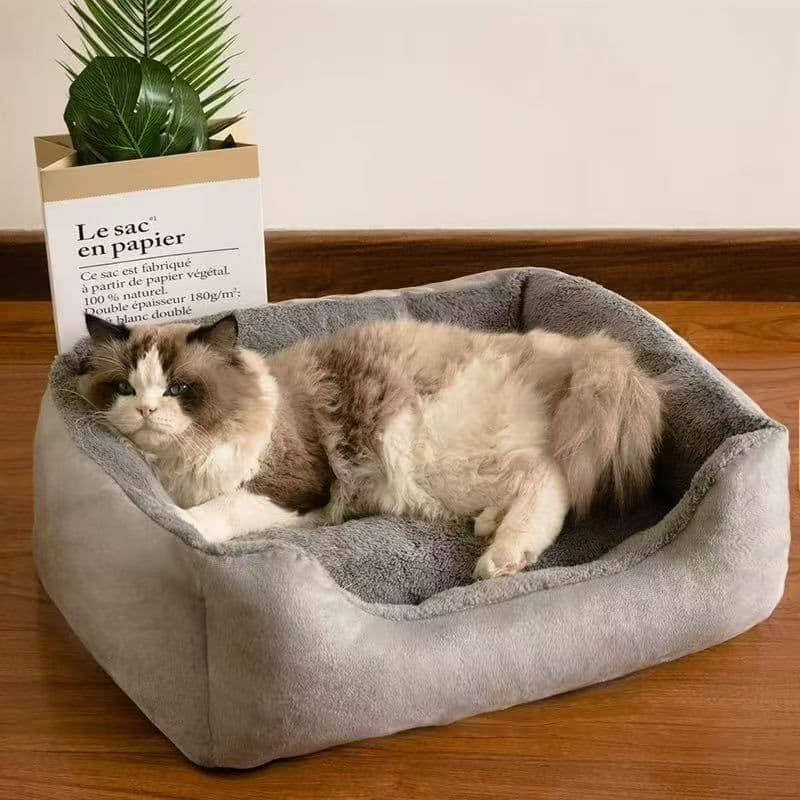 Grey Premium Plush Pet Bed and Cozy Cushion Mat with Removable Flannel Cover & Non-Slip Waterproof Oxford Bottom for Cats Dogs Car & Home Universal Use, photo 1 of 10