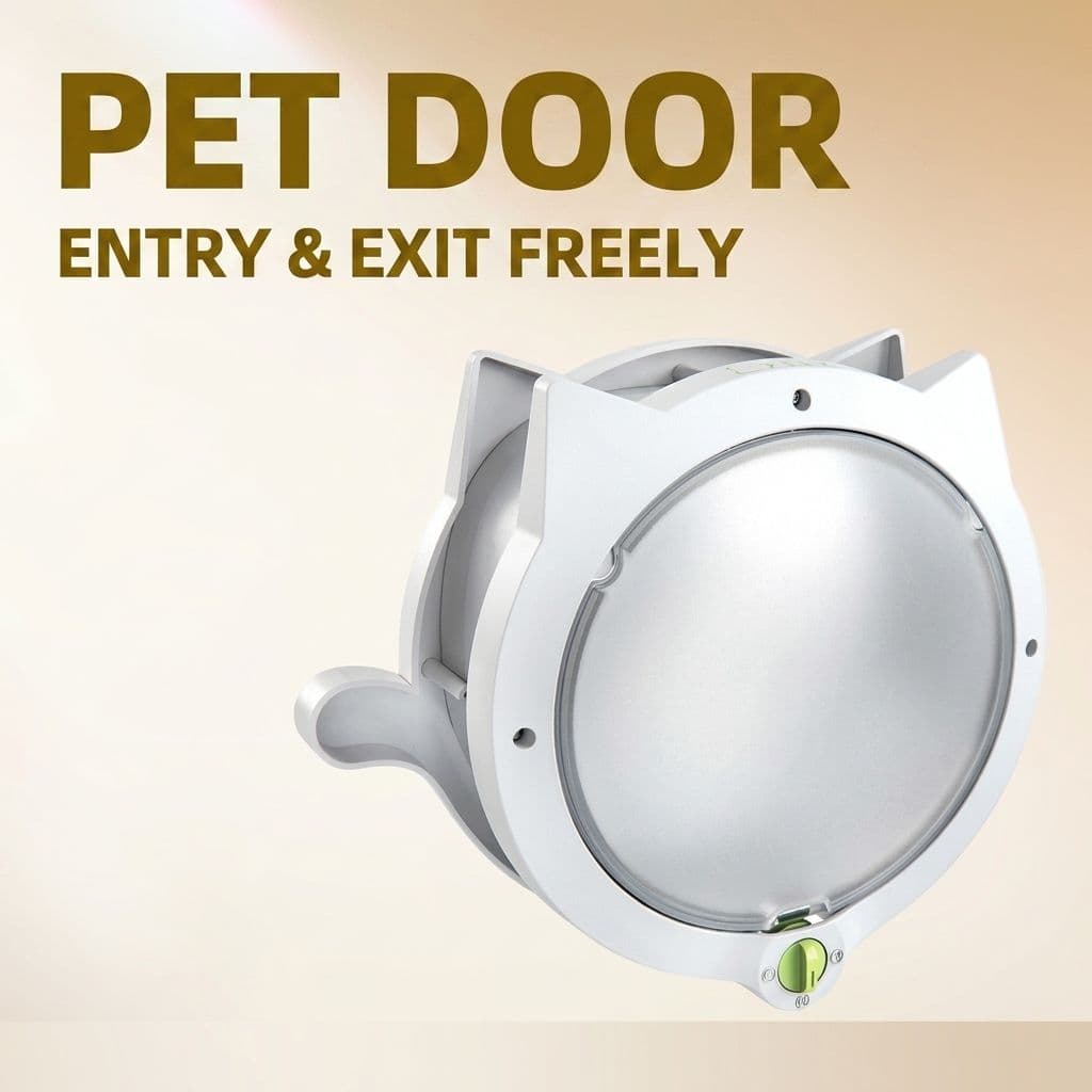 Smart Cat Door with Adjustable Locking System for Small to Medium Cats, Scratch-Resistant ABS Frame, Easy Indoor Installation for Room Doors or Cat Enclosures, Cute Cat Ear Design, Flexible 4-Way Entry Control for Independent Pet Movement, photo 1 of 10