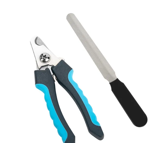 Pet Nail Clippers & File Set for Small Dogs Cats Stainless Steel Claw Trimmer with Safety Guard Non-Slip Handle Grooming Tool &