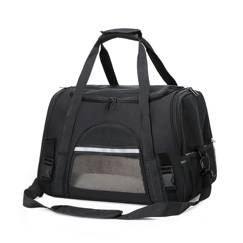 Foldable Pet Carrier Bag with Breathable Mesh Windows, Removable Fleece Pad & Shoulder Strap - Airline Approved Reflective Oxford Cloth Travel Tote for Cats and Dogs