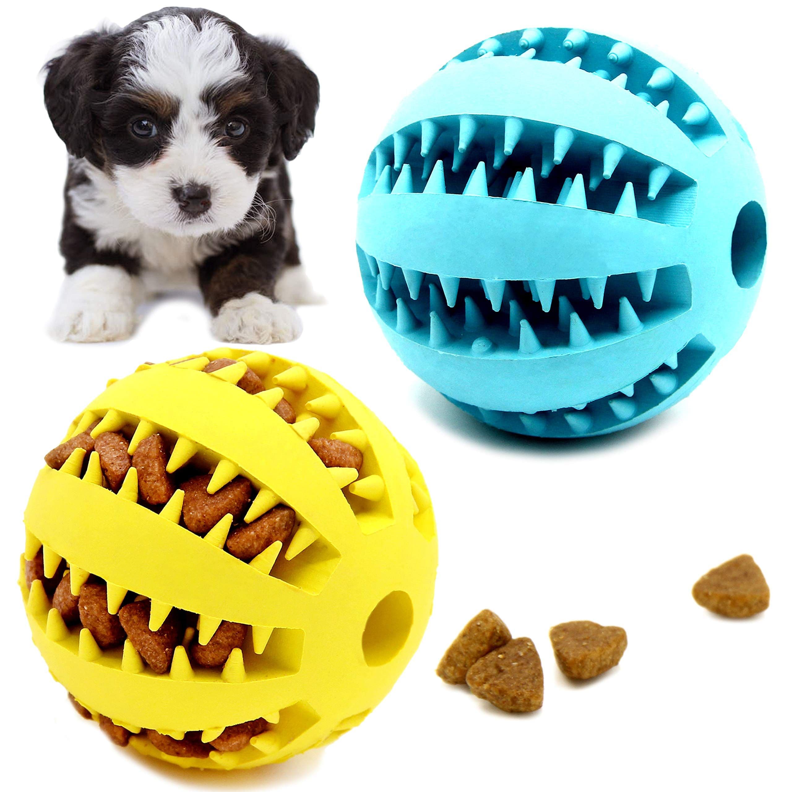2 Pack Dog Ball Toys for Pet Tooth Cleaning, Chewing, Fetching, Treat Ball Food Dispensing Toys (Small 5.1 cm), photo 1 of 5