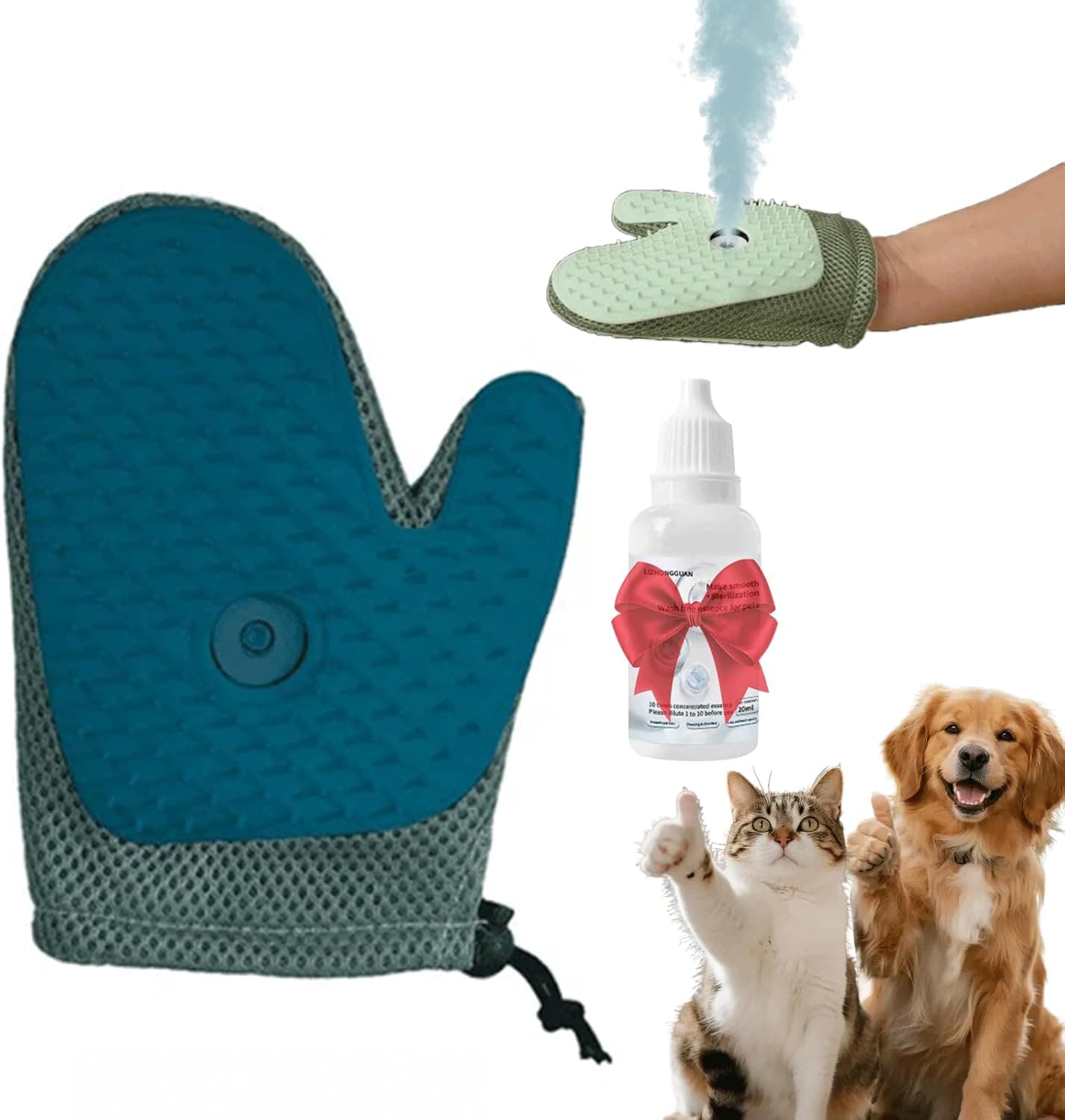 All-in-One Grooming Mist Glove for Pets, Grooming Mist Glove for Pets, Say Goodbye to Messy, Use Soothing Spray, Micro-Fine Spray to Lock Dandruff and Loose Hair (blue), photo 1 of 8