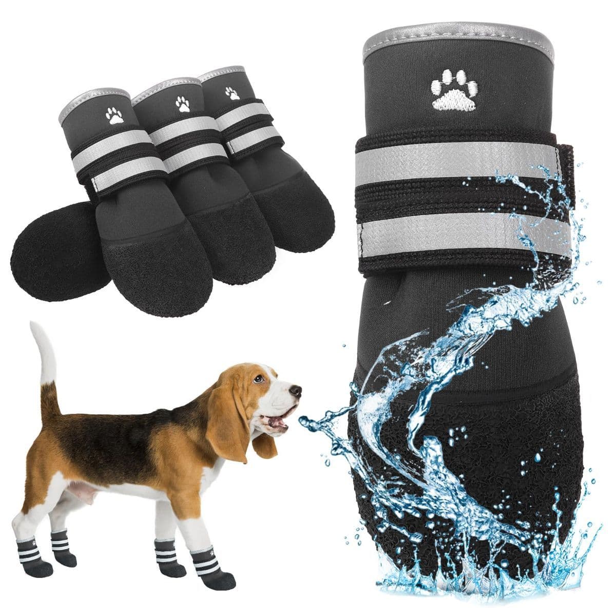 Dog Shoes for hot/Cold Pavement, Waterproof Dog Booties to Prevent Licking for Small Medium Large Size Dogs, Anti-Slip Dogs Boots & Paw Protectors Socks for Hardwood Floor