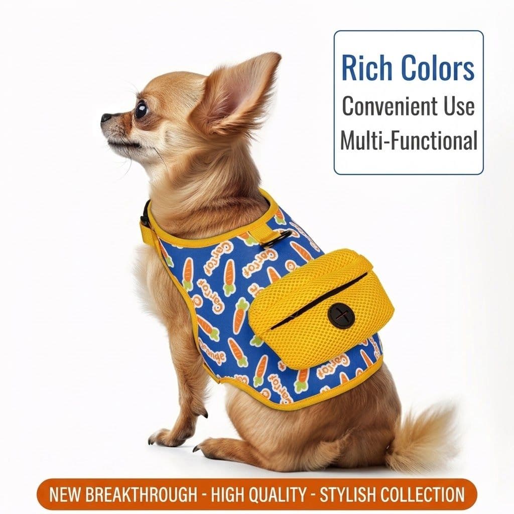 Adventure-Ready Pet Vest Harness with Matching Poop Bag Carrier – Breathable, Adjustable, and Perfect for Daily Walks, Travel, and Outdoor Fun with Your Furry Sidekick, photo 1 of 10
