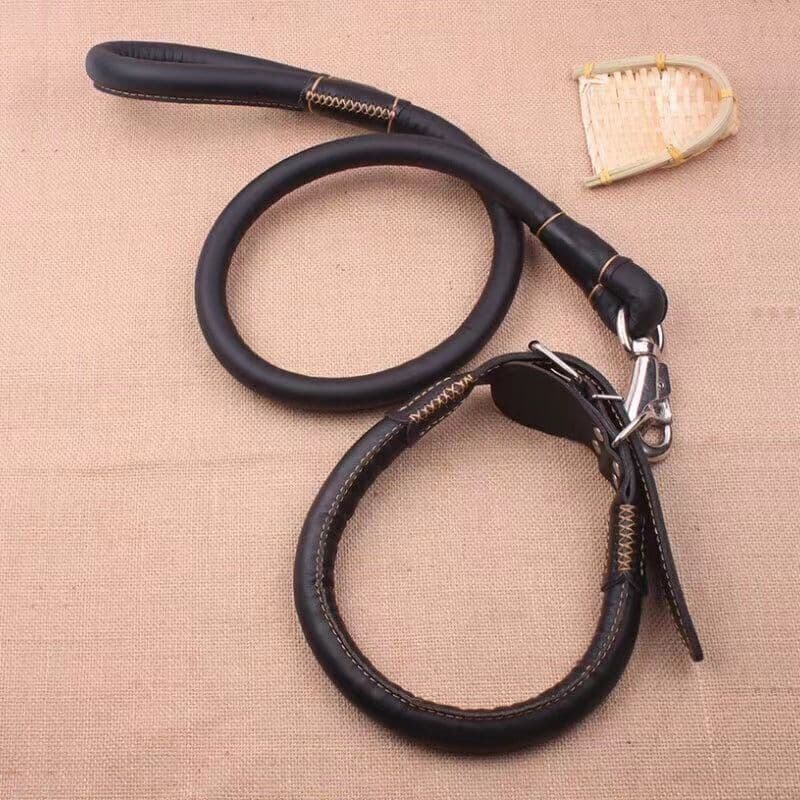 Pet beibei Leather Dog Leash Collar Set Medium Large pu collar adjustment range recommended - Piece, photo 1 of 4