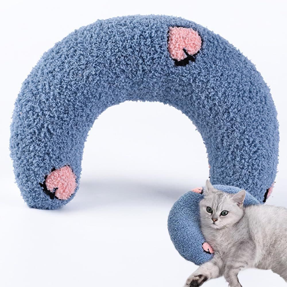 Calming Pillow for Dogs, Pet U Shape Calming Pillow Pet Neck Pillow Dog Calming Pillow for Small Dogs, Ultra Soft Fluffy Pet Calming Toy for Joint Relief Sleeping Improve Machine Washable (Blue-1), photo 1 of 6