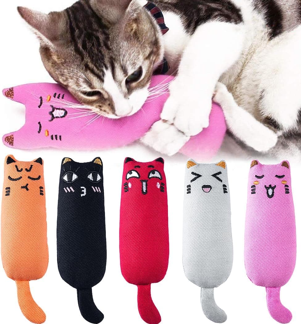 Petluno 5Pcs Bite Resistant Catnip Toy for Cats,Catnip Filled Cartoon Mice Cat Teething Chew Multicolor, photo 1 of 7