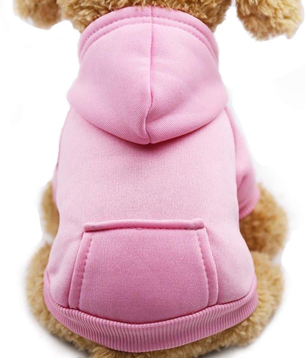 Dog Coat - Winter Hoodie - Warm Dog Coat - With Pockets - Sweatshirt - Warm Clothing - Chihuahua Dog Coat - Perfect for Small Dogs - Pink - Size M, photo 1 of 5