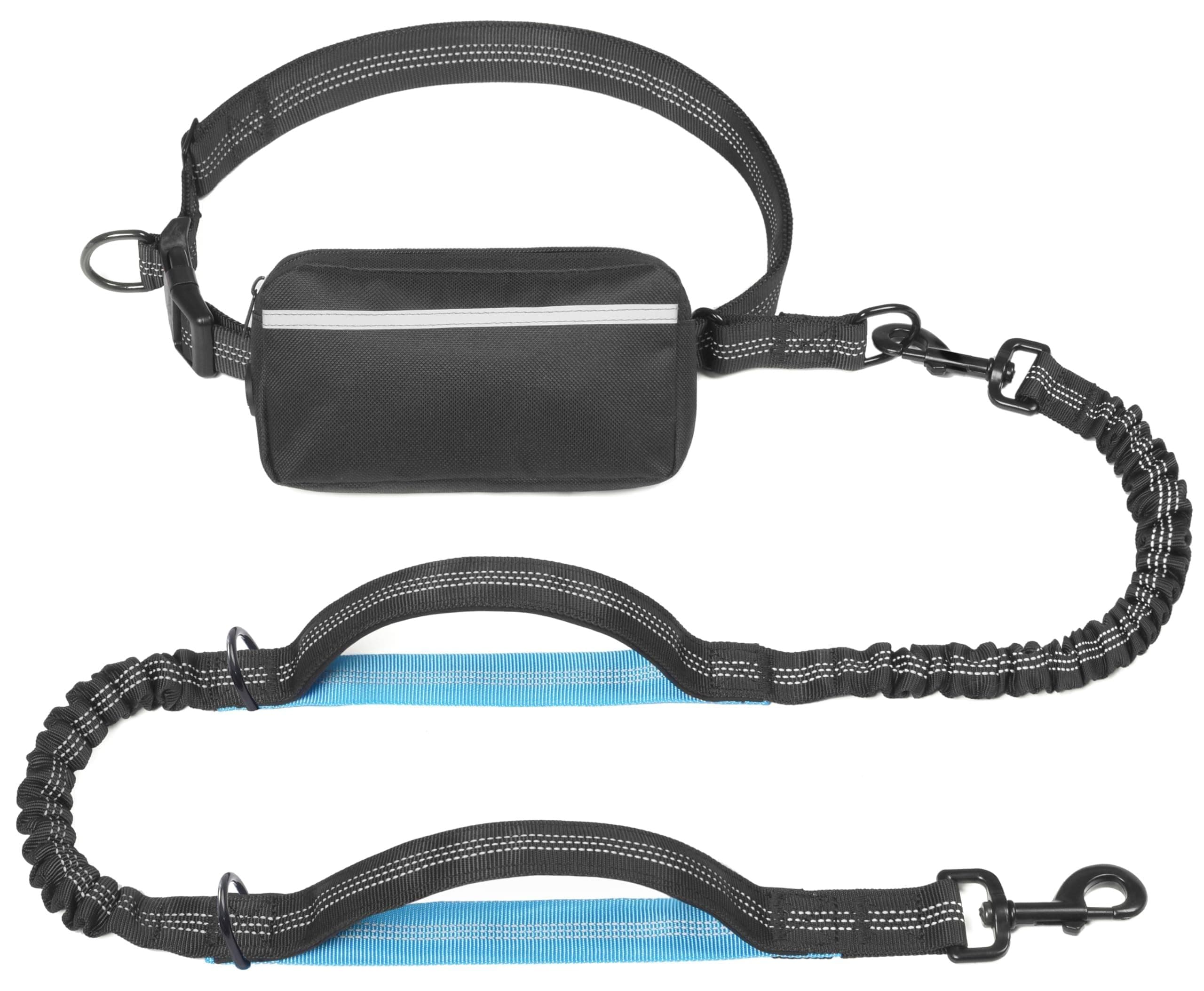 Hands-Free Dog Leash Set with Waist Belt and Storage Pouch, Shock-Absorbing Bungee Leash for Jogging, Walking, and Outdoor Adventures, Reflective Safety Design for Night Use, photo 1 of 10