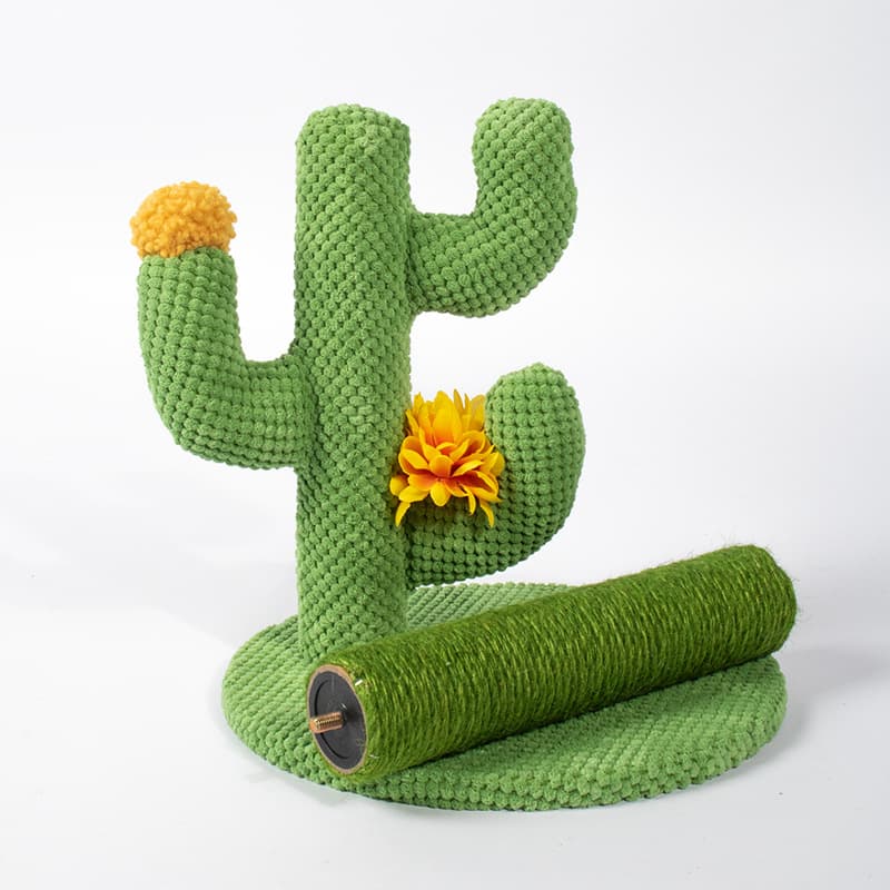 Cactus-Shaped Cat Scratching Post with Sisal Rope and Plush Chenille - Green, photo 1 of 4