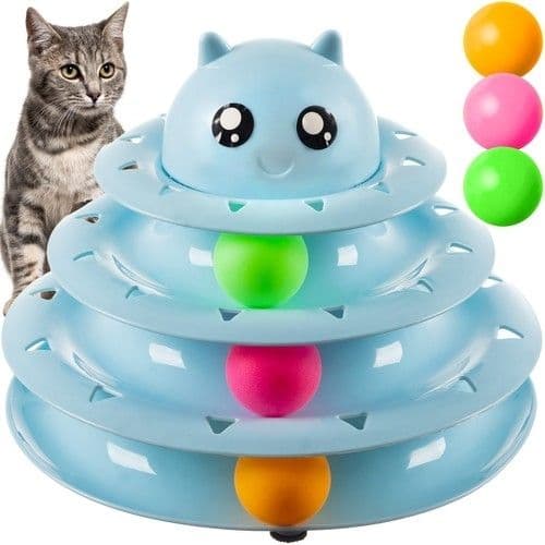 Cat Toy Activation Ball Tower for Cats, Blue, photo 1 of 7
