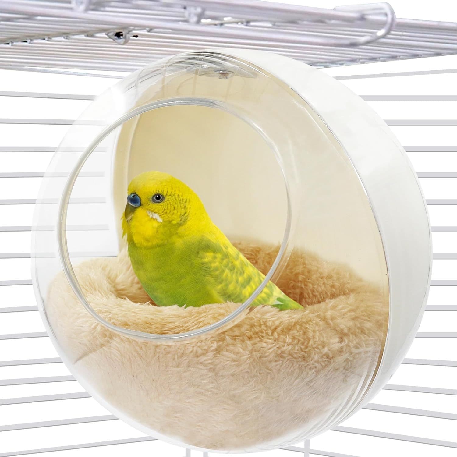 Bird Nest for Cage Bite-Resistant, Washable Clear Observation Small Bird House Hanging, Warm Birds Bed Plush Hut, Parakeet Nest to Lay Eggs Breeding Sleeping(white), photo 1 of 5