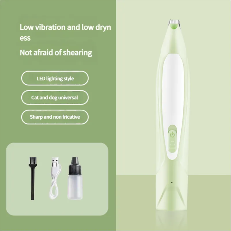 Electric Pet Hair Clipper with Type-C Charging, LED Light, and Grooming Accessories