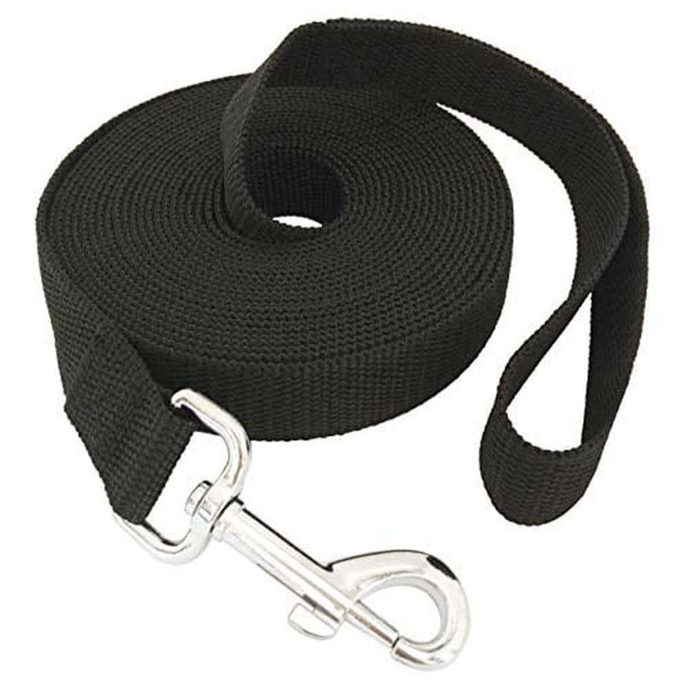 Nylon Training Dog Leash for Small Medium Large Dogs,2.5 cm Wide,6.1 m 9.1 m 12 m 15 m Long Leash Dog/Puppy Lead for Obedience Recall Training,Camping,or Backyard (6.1 m,Black), photo 1 of 5