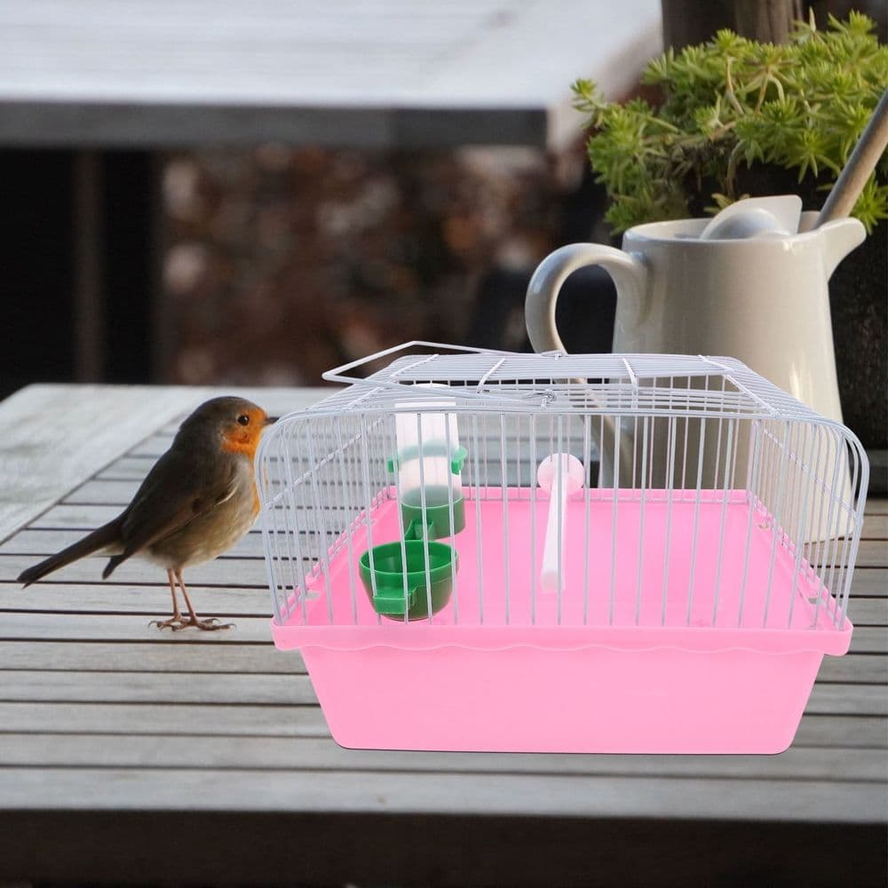 Durable Pink Bird Cage for Parrots Lovebirds Easy Transport Storage, photo 1 of 5