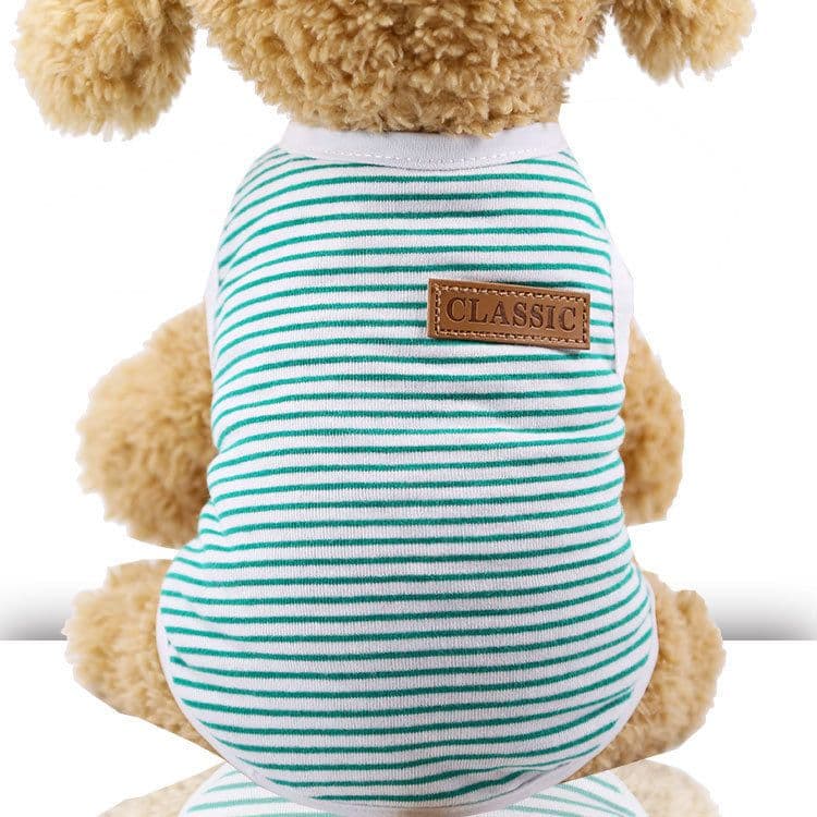 Shine Cotton Dog Vest Small Medium Pet Summer Breathable vest-Cactus - Cotton vest classic striped gree