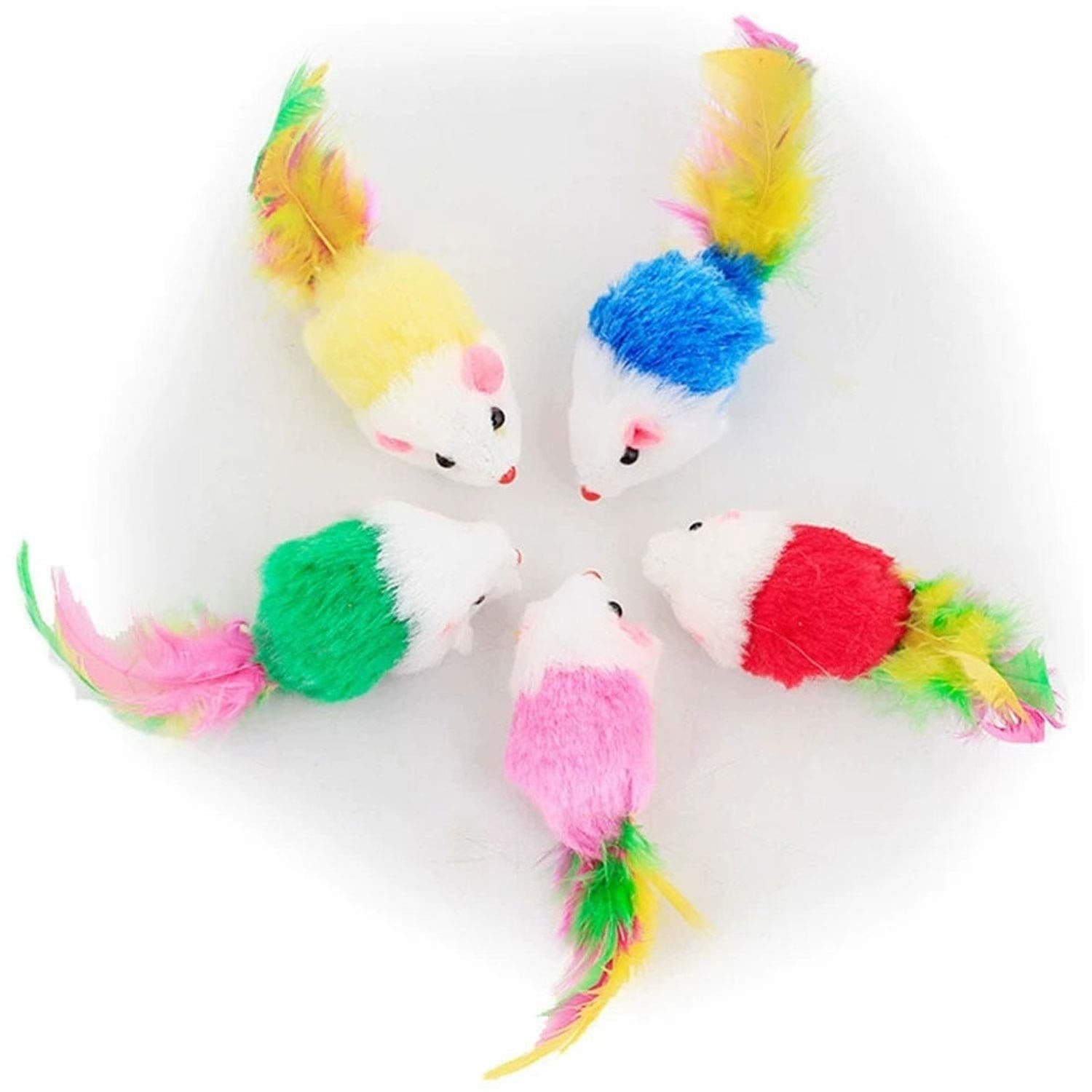 5 Color Variety Mouse Cat Toy Mice Cat Toy Mouse for Cats, Fur Mice Cat Toys Mice Cat Feather Toys with Rattle Sounds, photo 1 of 5