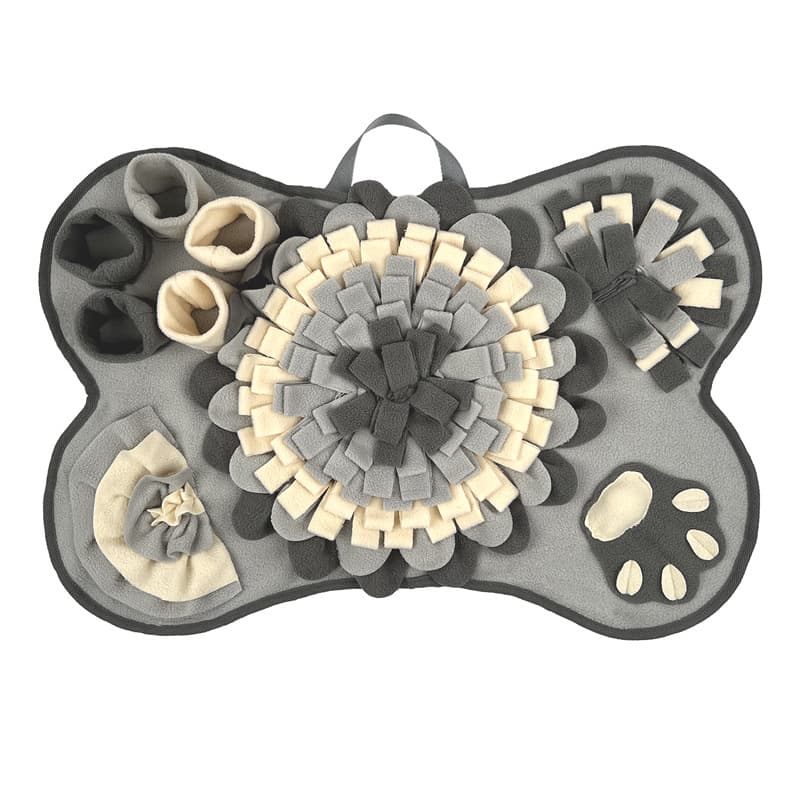 Interactive Dog Snuffle Mat Bone Shape 64x43cm - Slow Feeder & Foraging Puzzle Toy - Washable Fleece Nosework Pad for Anxiety Relief & Mental Stimulation