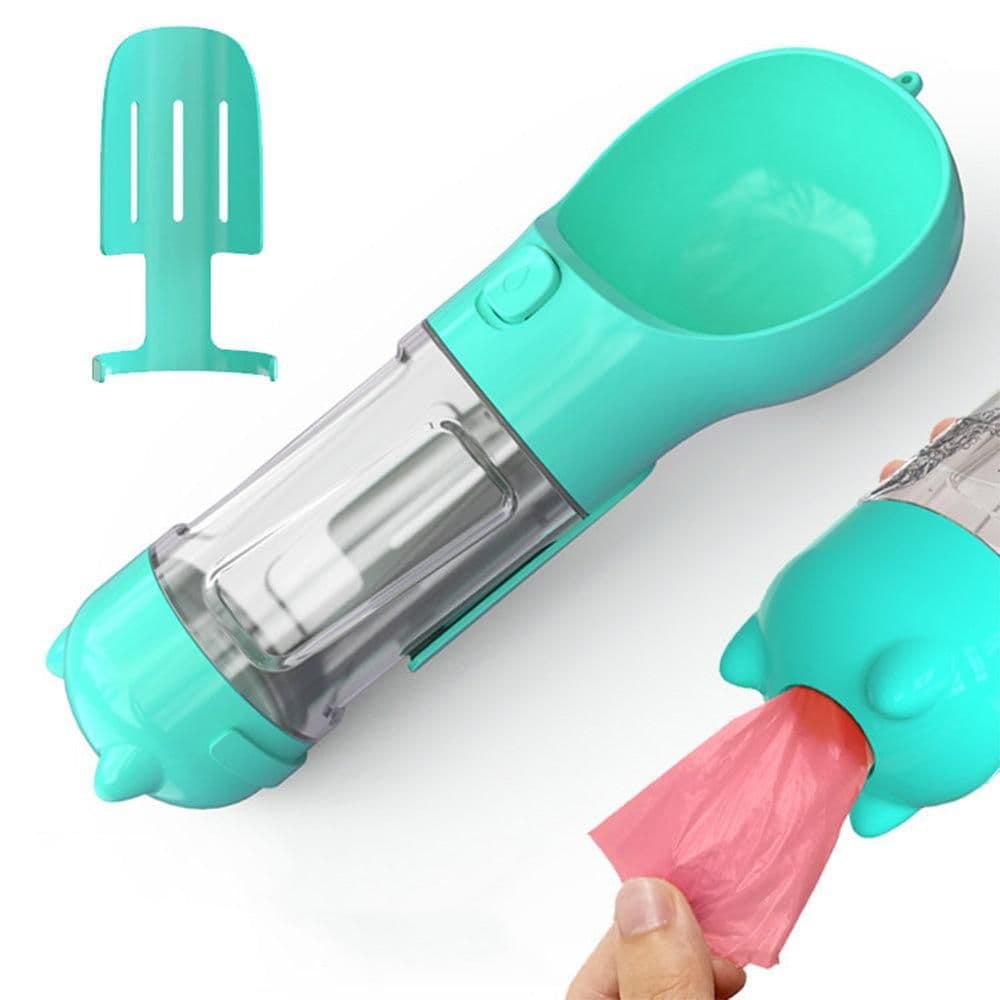 4 in 1 Pet Feeder Dog Cat Puppy Water Bottle Cup Travel Pooper Scooper Outdoor Blue 300ml, photo 1 of 9