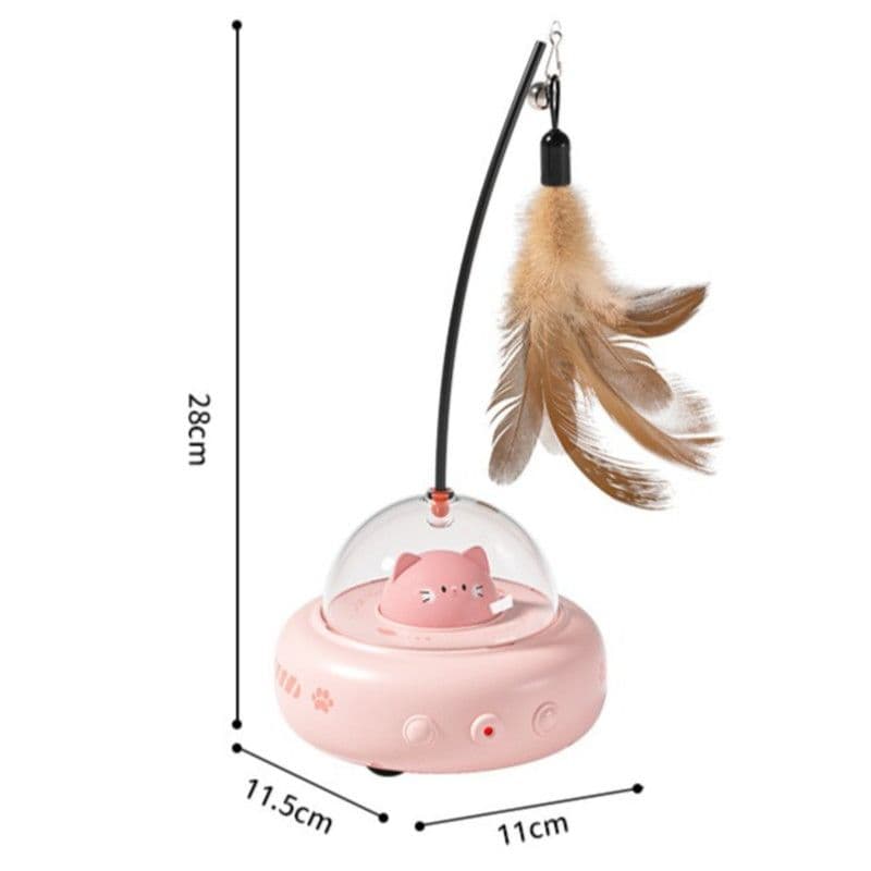 Smart Automatic Cat Toy, Interactive Kitten Toy with Laser and Feather, Electric Self-Play Cat Teaser