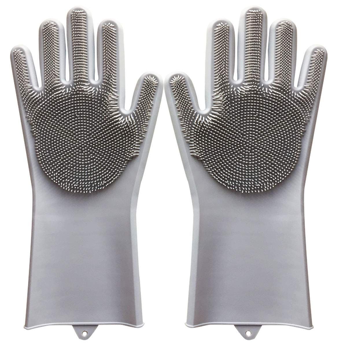 Reusable Silicone Dishwashing Gloves, Dishwashing Gloves with Scrubber, Household Kitchen Gloves, Pet Grooming, photo 1 of 5