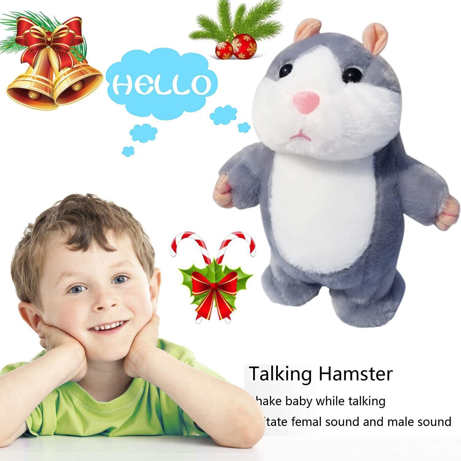 Talking Hamster Plush Toy, Repeat What You Say Funny Kids Stuffed Toys, Talking Record Plush Interactive Toys for, Birthday, photo 1 of 4