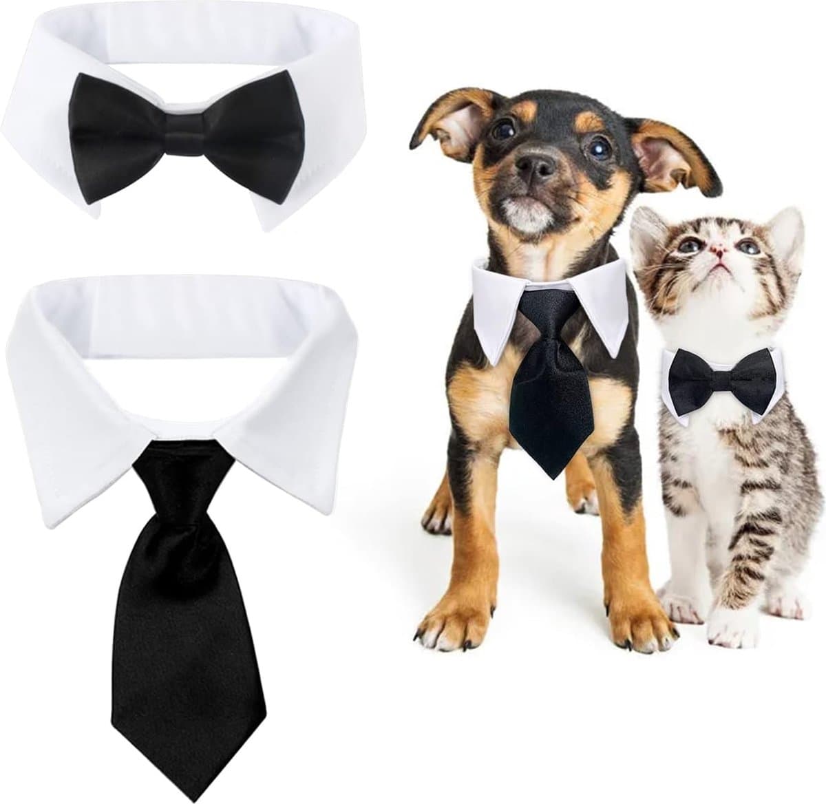 - Animal Costume Set - Luxury Tie and Bow Tie for Animals - Suitable for Dachshunds to Border Collies - Adjustable - Tie for Dog - Cat Clothing - Bow Tie for Dog - Dog Bow Tie - Dog Toy - Christmas Dog Bow Tie - Christmas Rug - Gift, photo 1 of 5