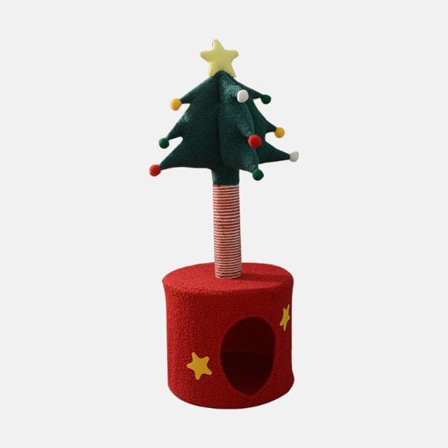 Festive Christmas Tree Cat Scratcher & Condo | 2-in-1 Sisal Post with Cozy Hideaway Bed, photo 1 of 6