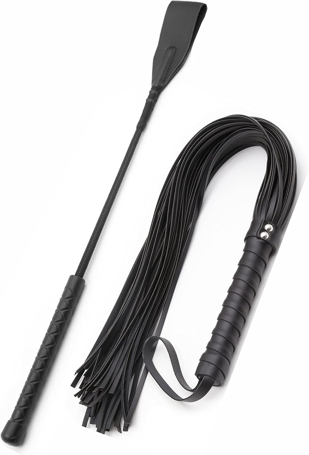 Horse Whip 69 cm Crop 46 cm Faux Leather Set Black Riding Whip Horse and Crops Equestrian Horse Whip Set, photo 1 of 8