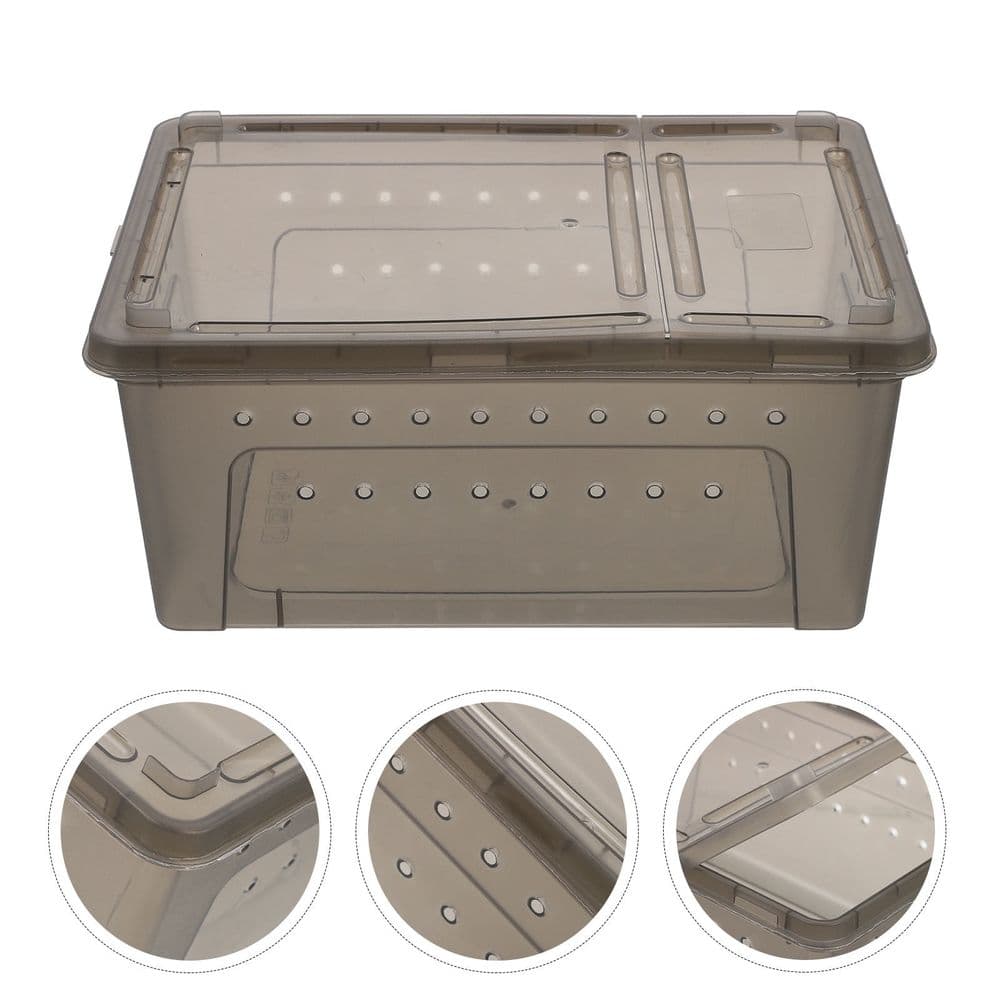 Dark Grey Plastic Reptile Box with Ventilation and Feeding for Pet Use, photo 1 of 5