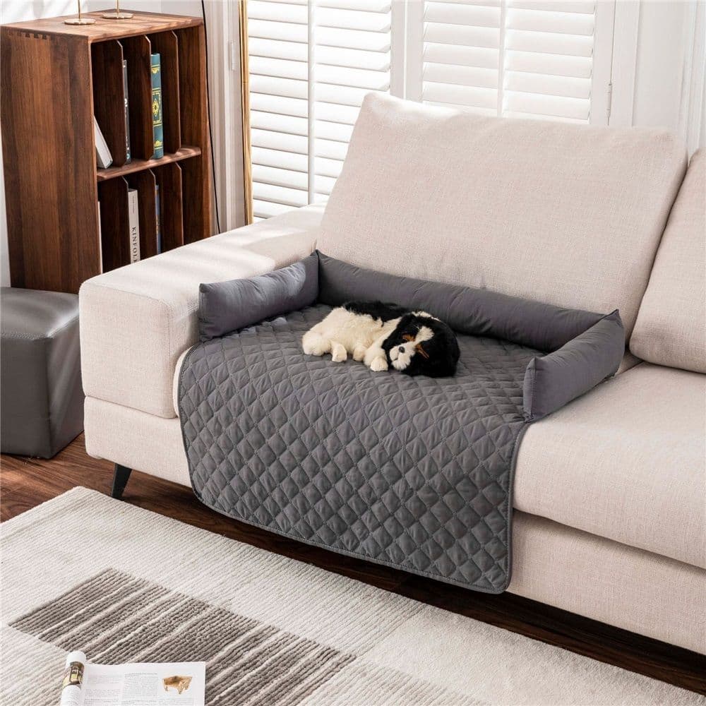 Couch Cover for Dogs - 76x76 cm Water-Resistant Pet Furniture Protector with Memory Foam Bolster and Quilted Fabric - Pet Supplies (Gray), photo 1 of 5