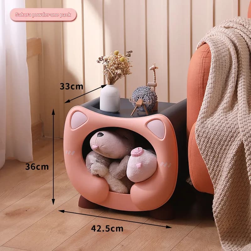 Cute Cat-Themed Stackable Storage Bin - Multi-purpose Pet Bed & Toy Organizer