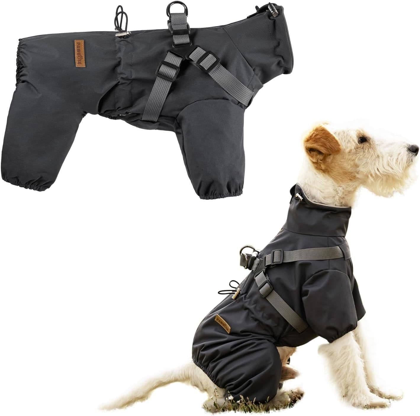 Dog Raincoat Waterproof Reflective Adjustable Harness Jacket
