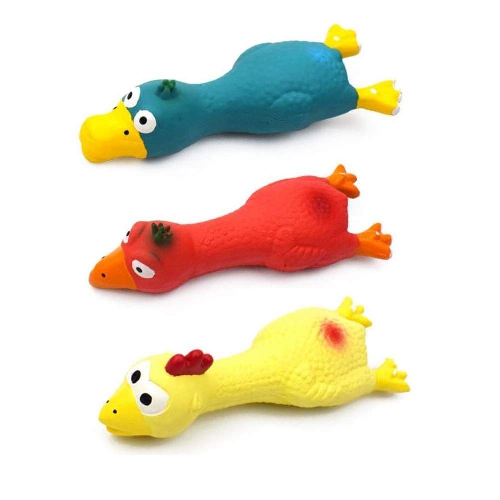 3PCS Dog Squeaky Toys, Dog Small Screaming Chicken Toys, 17 cm Long Soft Rubber Chew Toys for Puppy Small Medium Dogs, photo 1 of 5