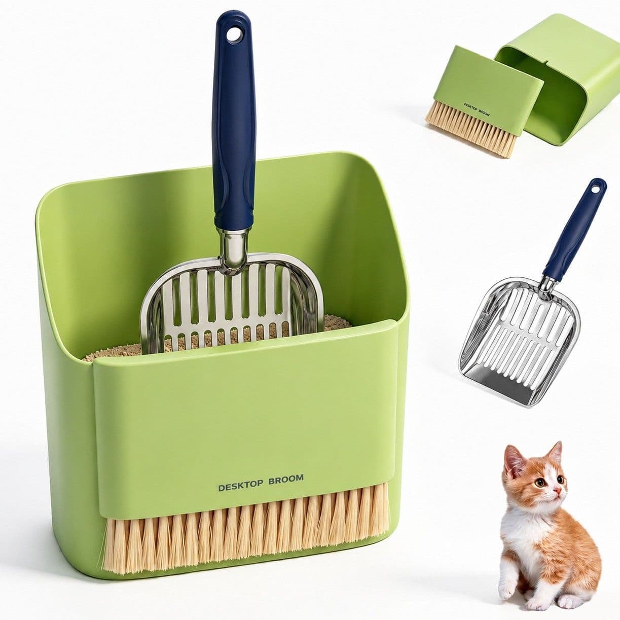 Aluminum Cat Litter Scoop Set - 2-in-1 Pet Waste Shovel with Storage Stand - Durable Non-Stick Litter Box Accessory for Cats, photo 1 of 3