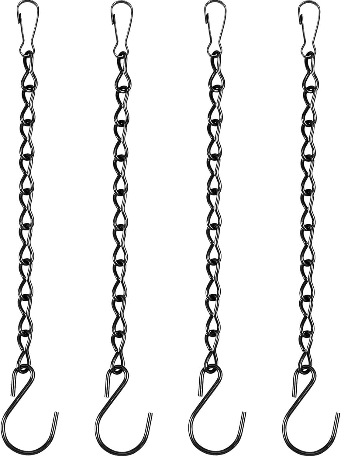 Black 4 Pack Hanging Chain for Bird Feeders, Planters, Lanterns, Wind Chimes, Decorative Ornaments and Birdbaths Basket Extender Chain Outdoor Indoor (24 cm), photo 1 of 8