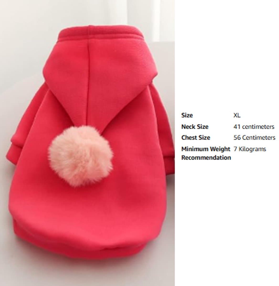 Dog Coat - Cute Fruit Pattern Coat - Warm Dog Coat - Hooded Sweatshirt - Fleece Dog Clothes - Perfect for French Bulldog - Chihuahua - Rose Red - XL - Party Decoration, photo 1 of 3